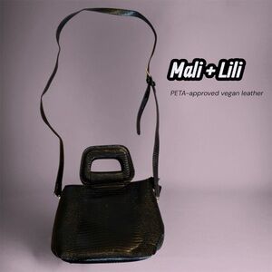 Mali + Lili Black Vegan Leather Triple Zip Crossbody - Gently Used